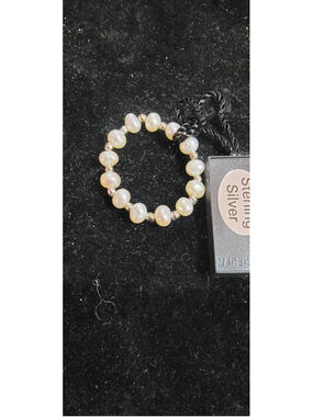 Honora Collection Cultured Pearl Sterling Silver Set Of 7 Stretch Rings NWT 15